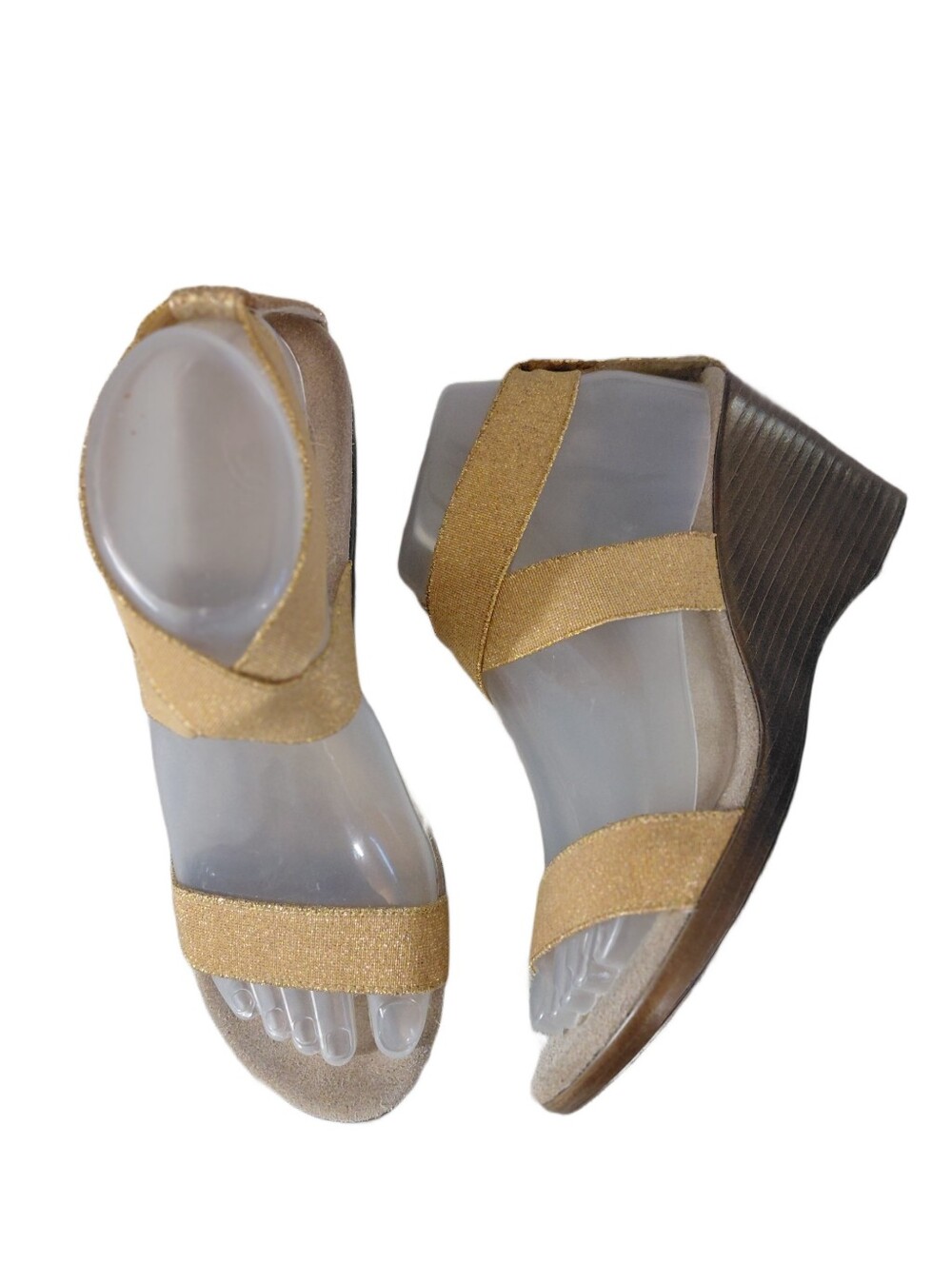 CHARLESTON SHOE CO. Gold Strappy Wedge Sandals Size 8